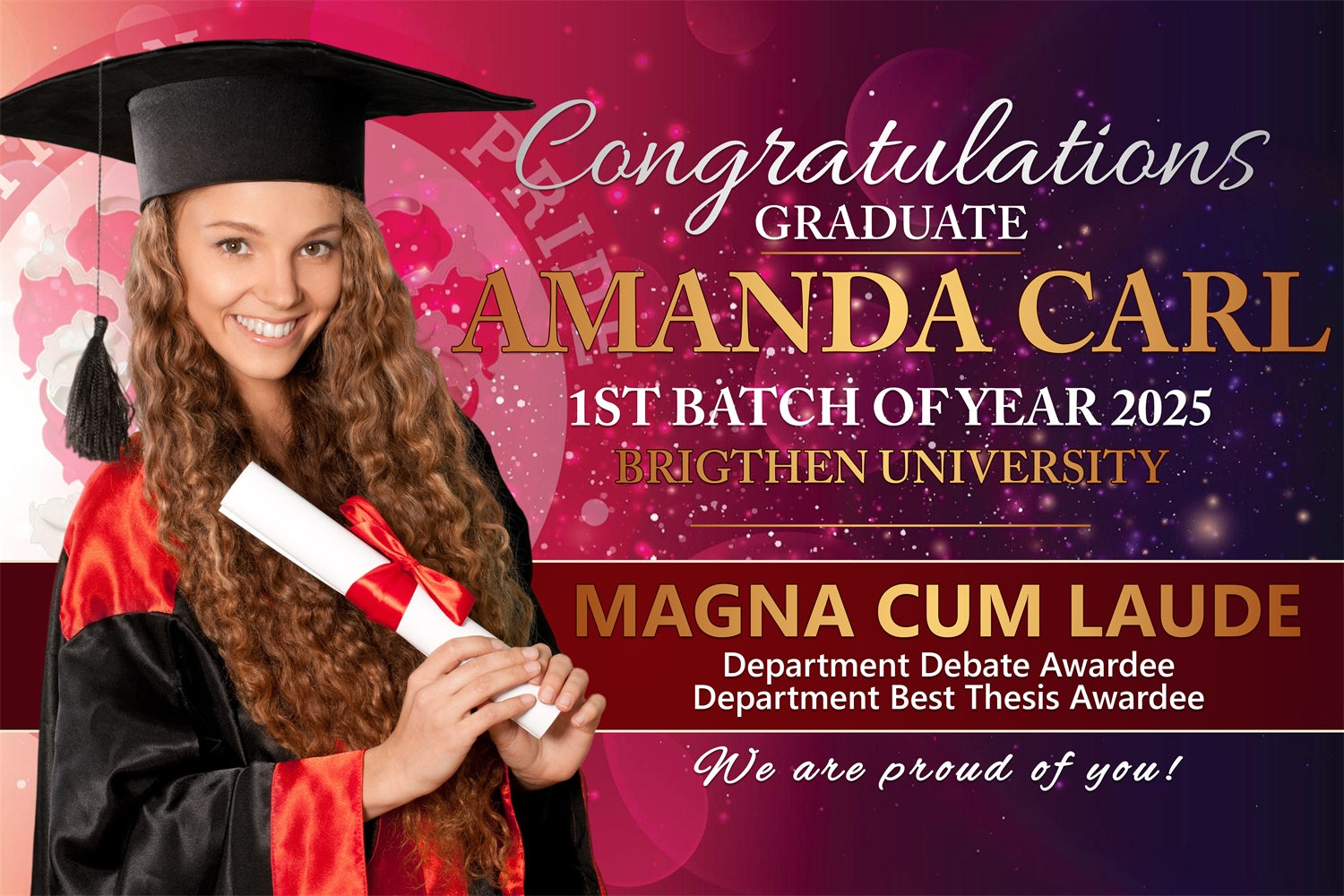 Custom Graduation Backdrop Brilliant Scholar Graduation Party Backdrop BRP2-281