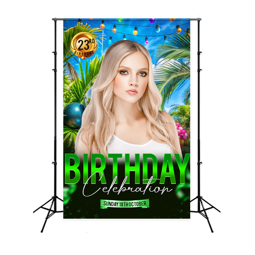 Birthday Backdrop Personalized Tropical 23rd Photography Backdrop BRP2-48