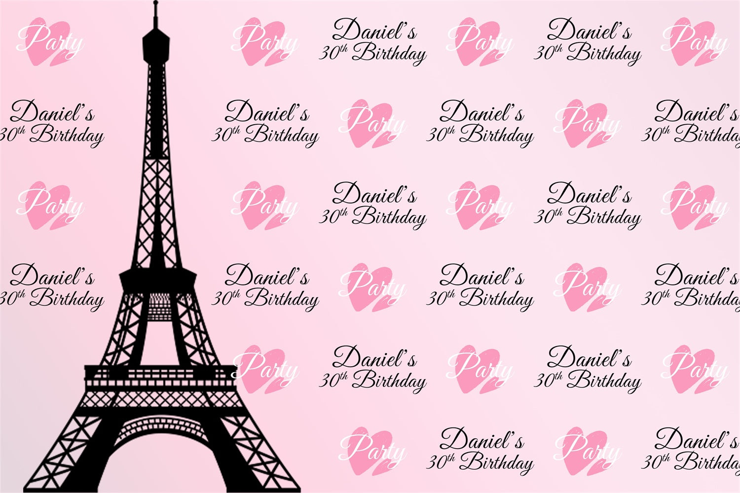 Custom Happy Birthday Backdrop Eiffel Tower 30th Backdrop BRP3-100