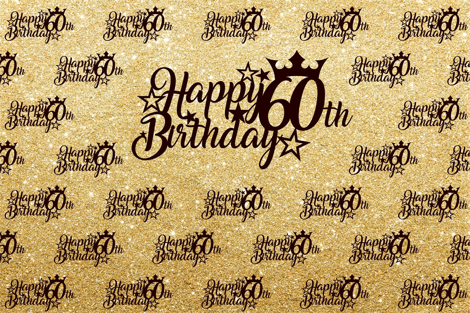 Personalized 60th Birthday Backdrop Golden Glitter Backdrop BRP3-105