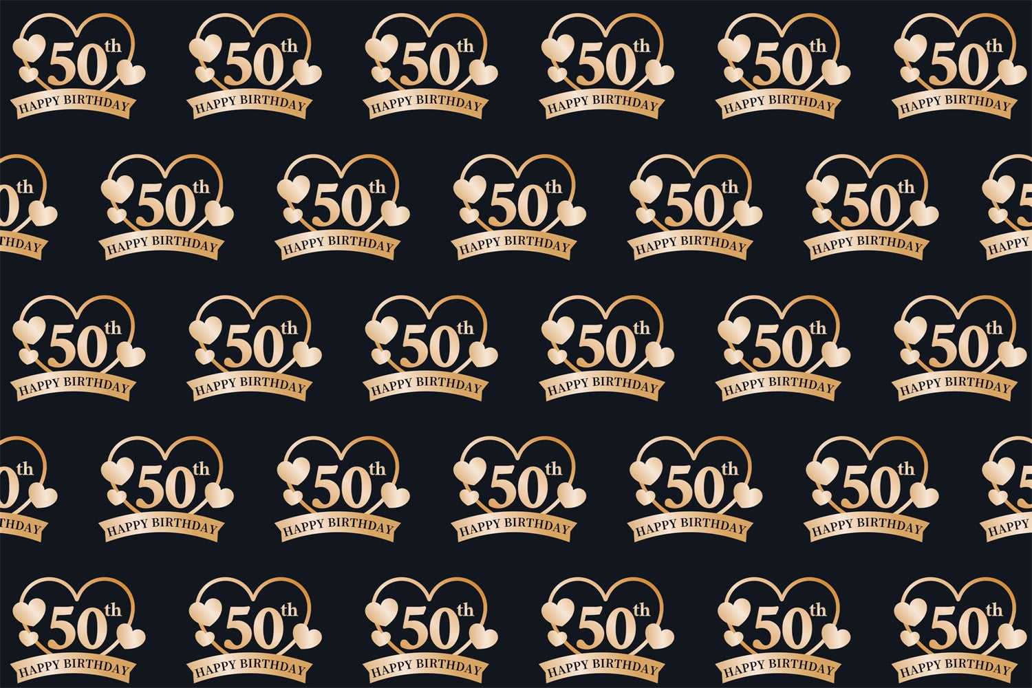 Personalized 50th Birthday Backdrop Golden Hearts Backdrop BRP3-107