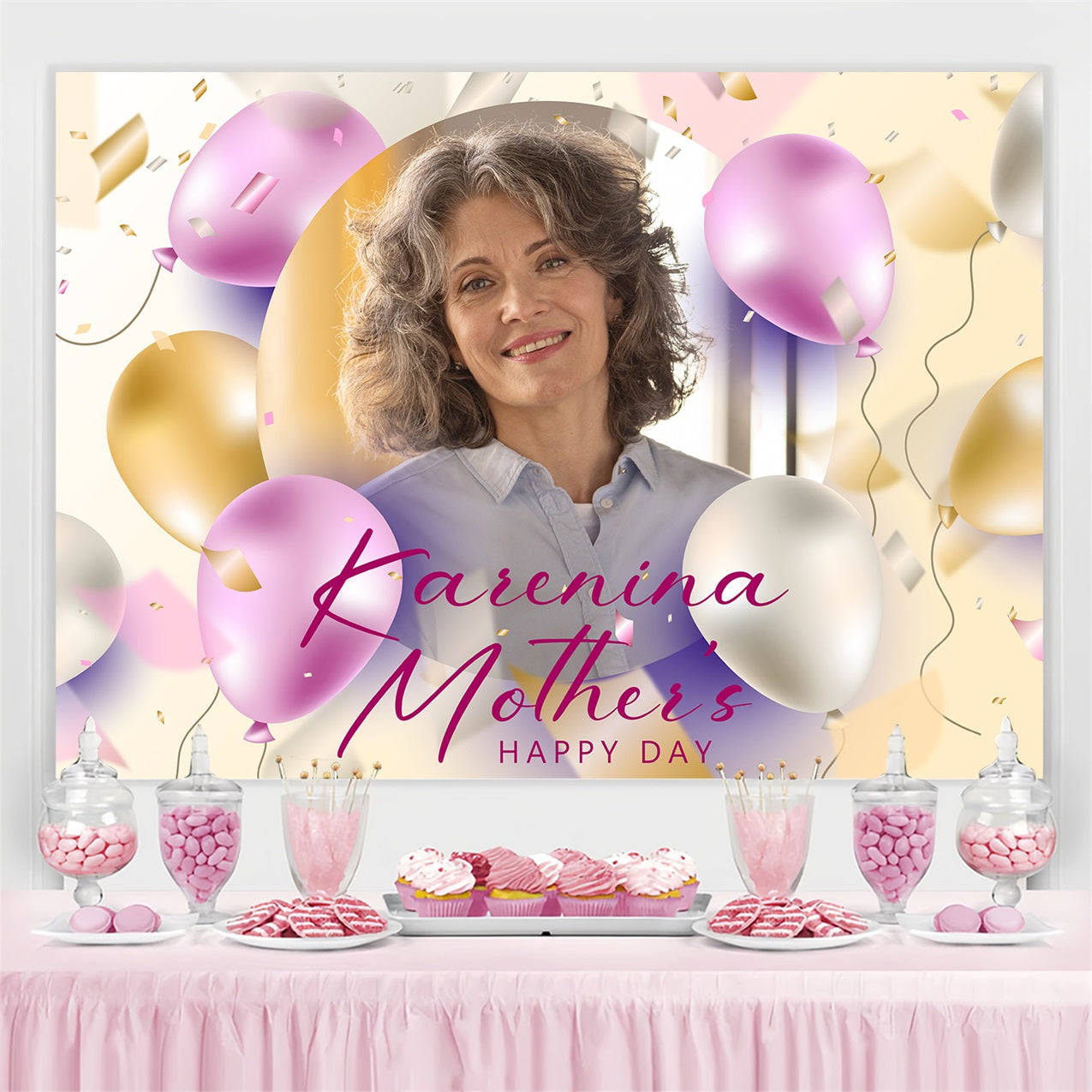Mothers Day Backdrop Balloon Celebration Personalised Backdrop BRP3-113