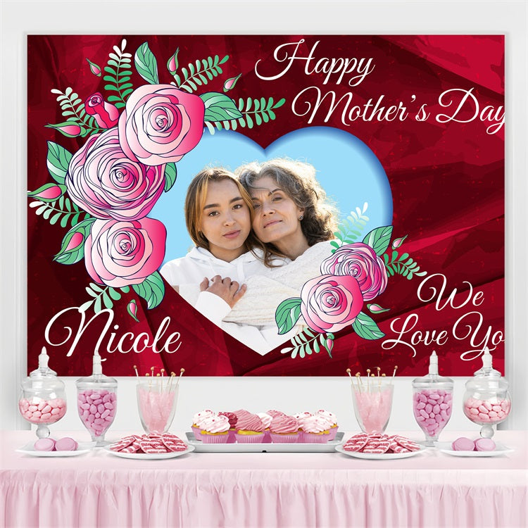 Backdrops For Mother's Day Red Rose Affection Personalized Backdrop BRP3-128