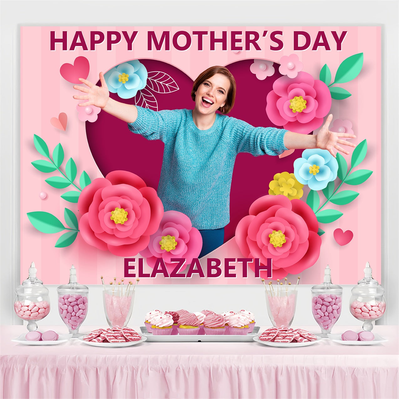 Backdrop Mother's Day Floral Celebration Customized Backdrop BRP3-132