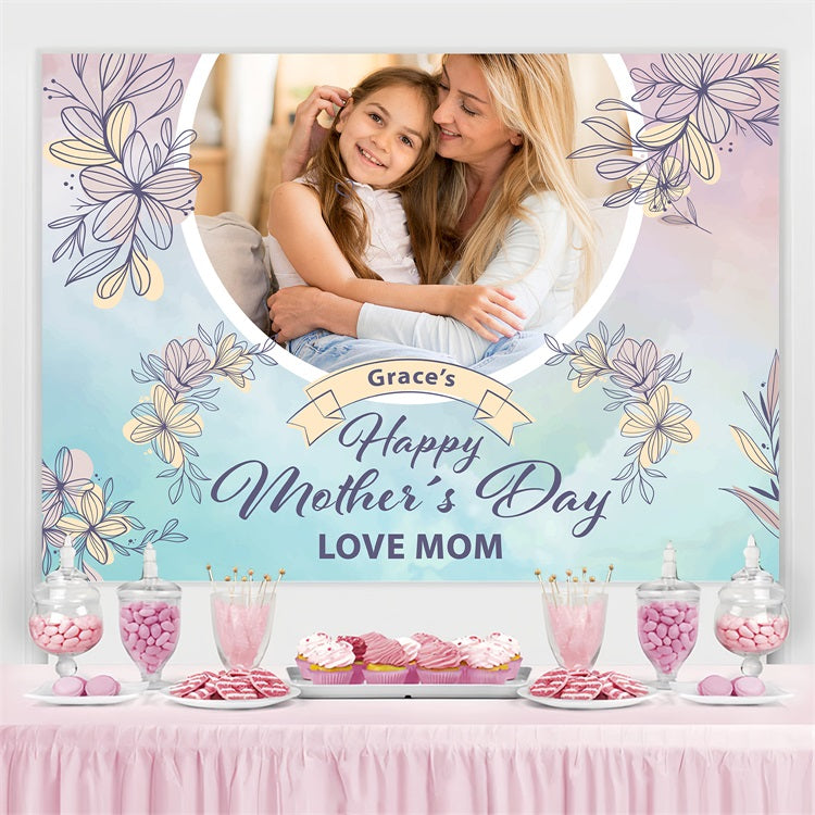 Mother's Day Photo Backdrop Pastel Floral Custom Backdrop BRP3-139