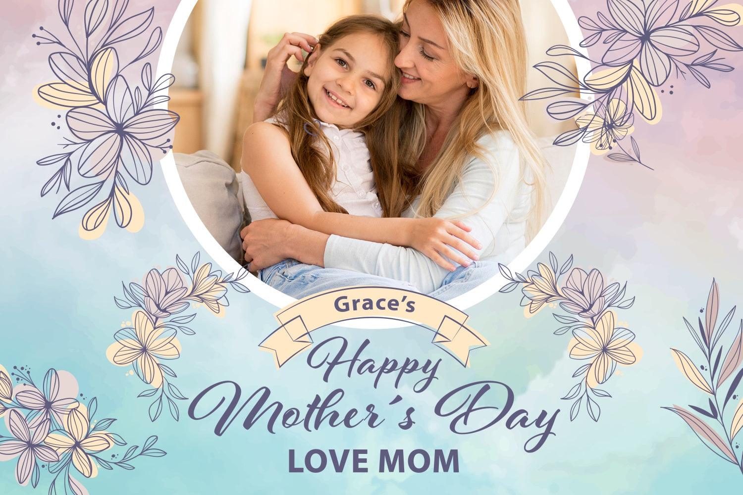 Mother's Day Photo Backdrop Pastel Floral Custom Backdrop BRP3-139