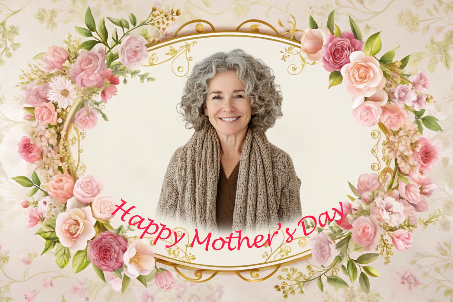 Happy Mother's Day Backdrop Vintage Rose Frame Custom Backdrop BRP3-148