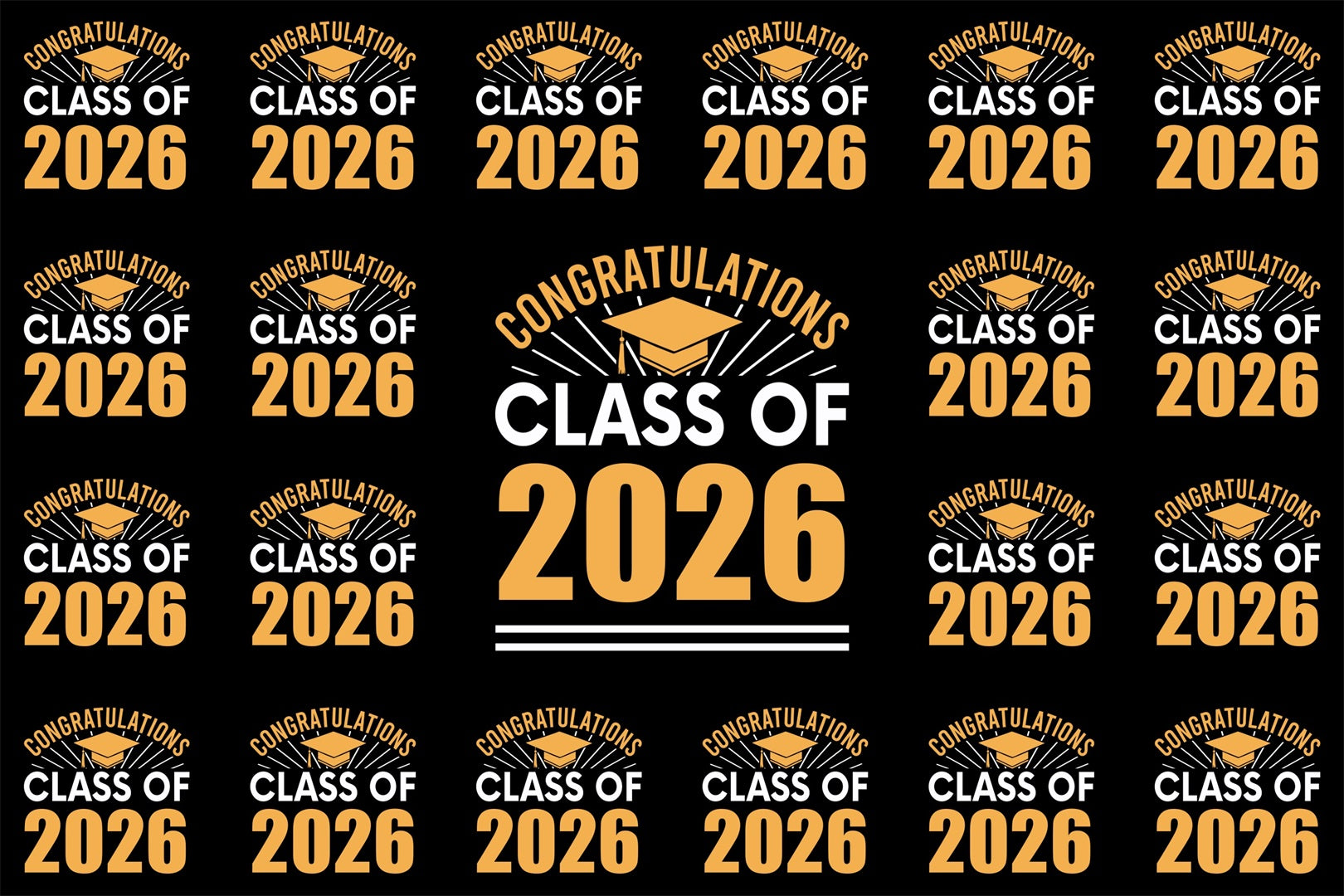 Custom Graduation Backdrops Gold Grad Cap 2026 Graduation Party Backdrop BRP3-14