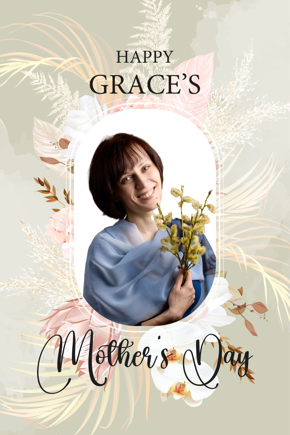 Mothers Day Backdrop Natural Floral Frame Custom Backdrop BRP3-157