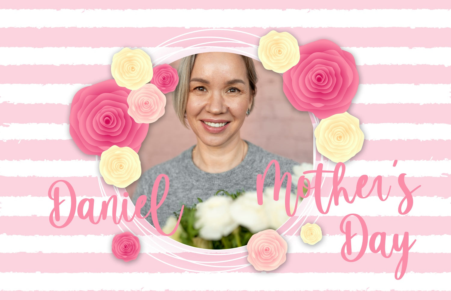 Mother's Day Backdrop Pastel Striped Rose Customized Backdrop BRP3-159
