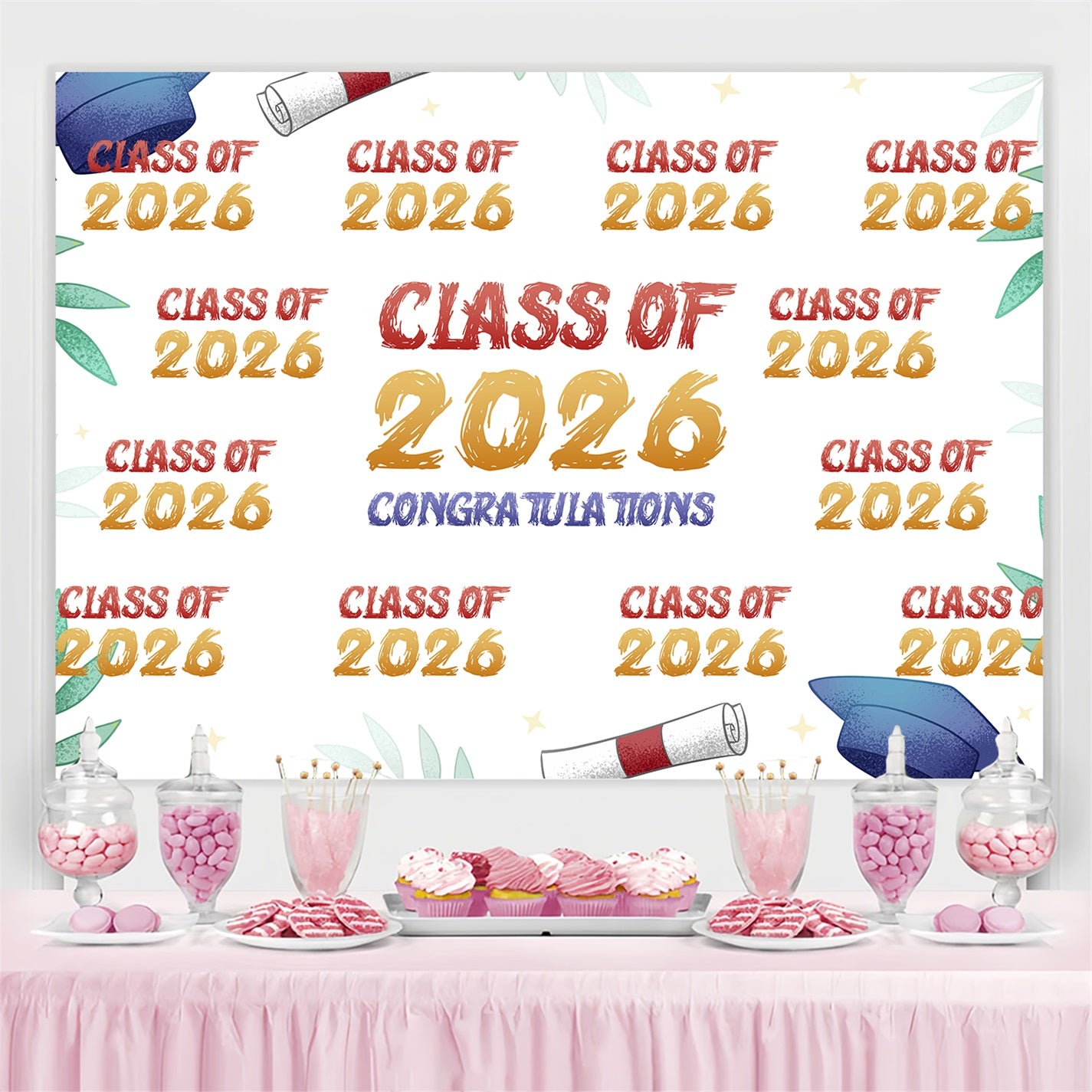Customized Graduation Backdrop Natural Leafy Graduation Party Backdrop BRP3-16