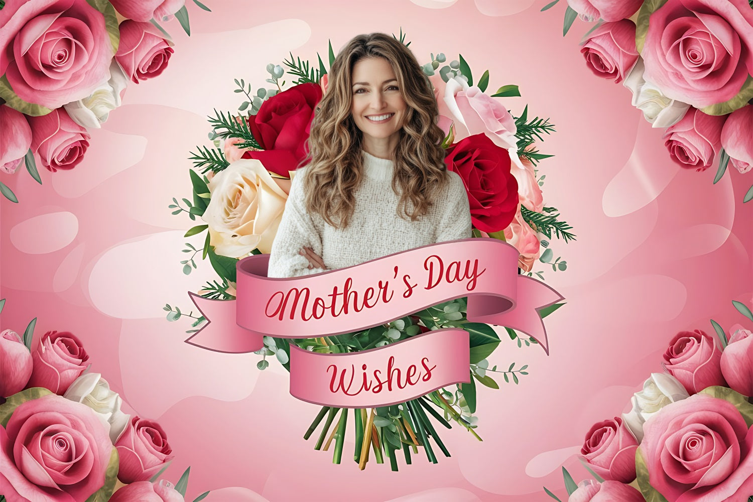 Mothers Day Backdrop Rose Bouquet Personalized Backdrop BRP3-160