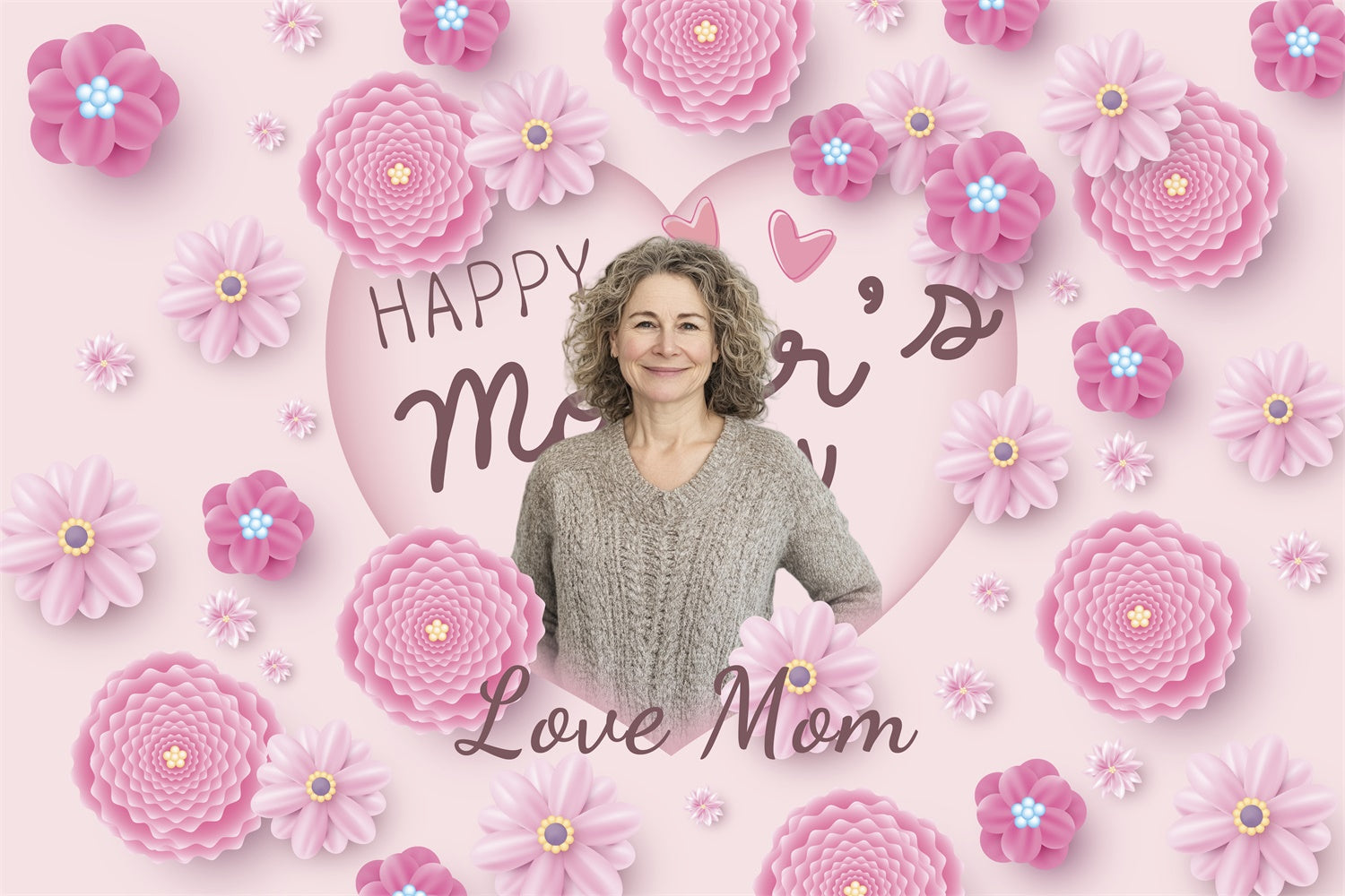 Happy Mothers Day Backdrop Soft Pink Blossom Personalized Backdrop BRP3-161