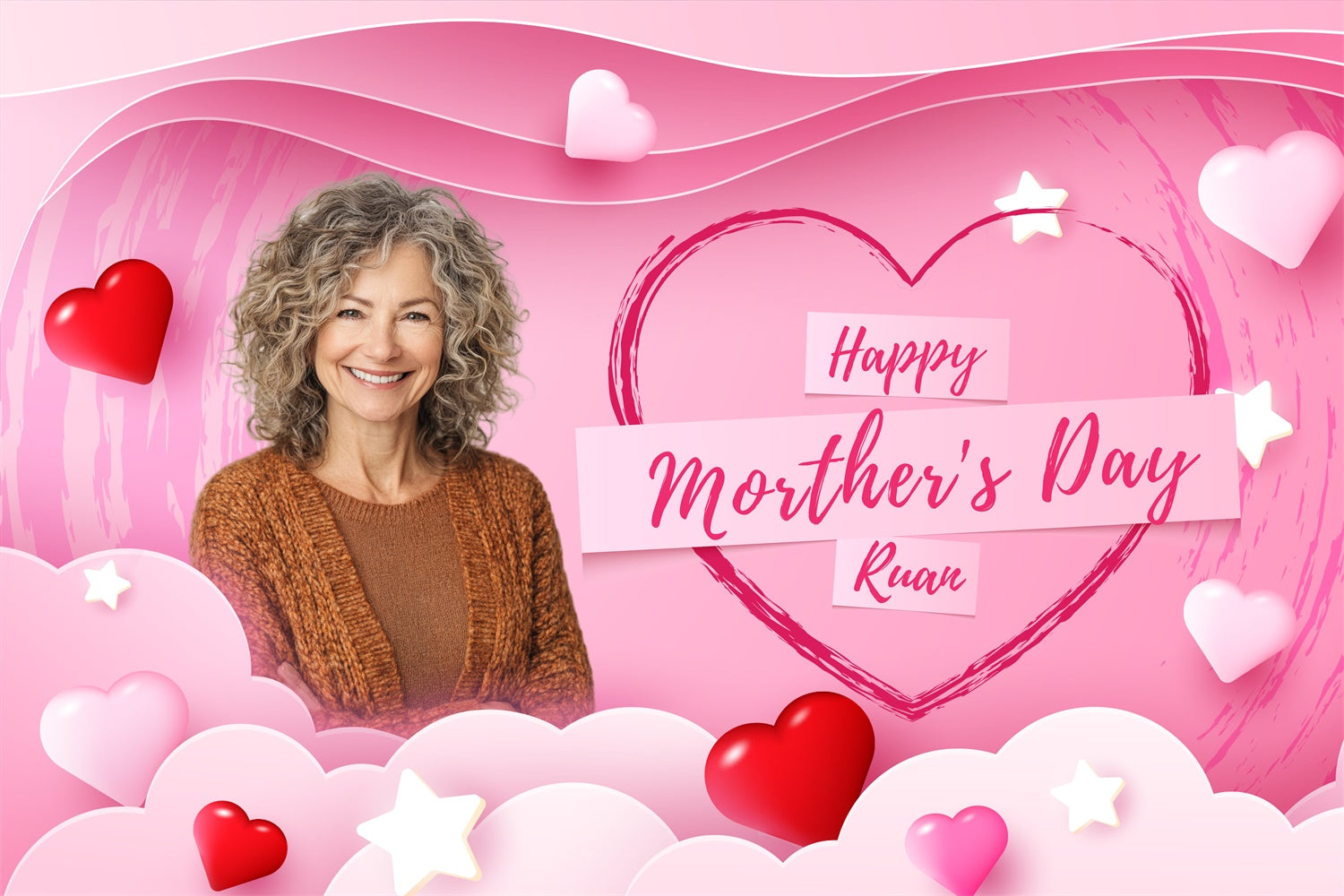 Mother's Day Backdrop Romantic Love Heart Personalized Backdrop BRP3-167