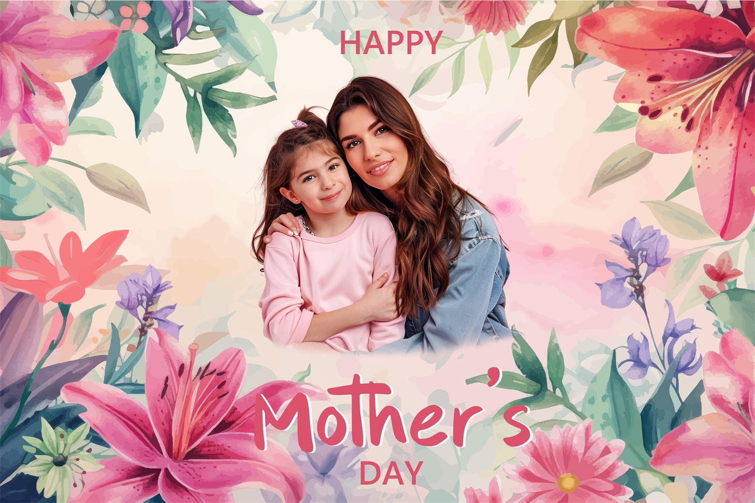 Mothers Day Backdrops Dreamy Pastel Floral Personalized Backdrop BRP3-169