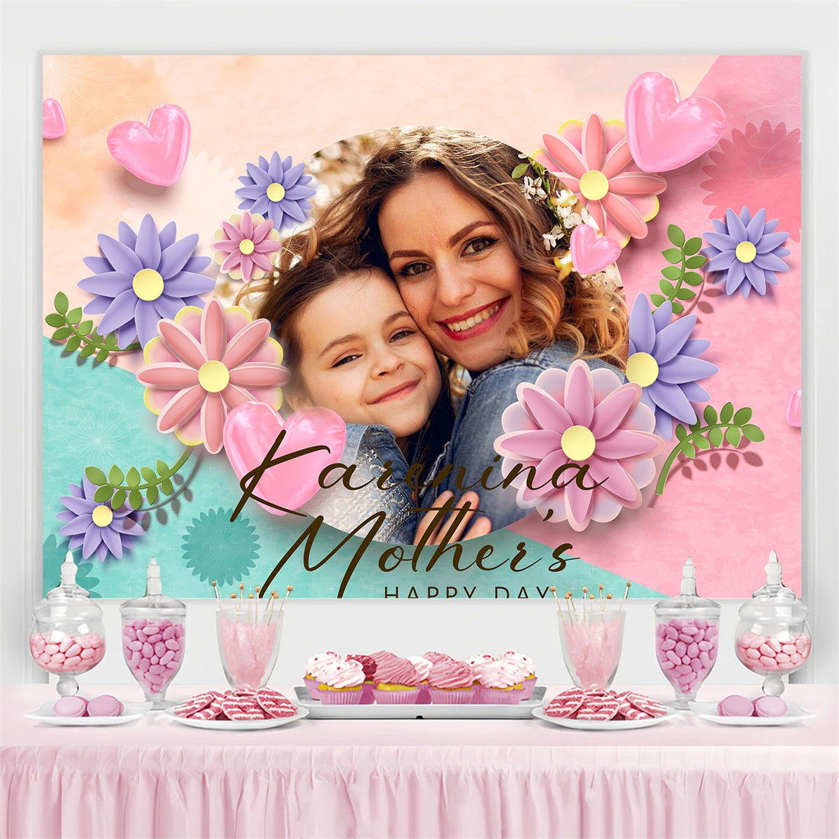 Mothers Day Backdrops Sweet Floral Celebration Customized Backdrop BRP3-171
