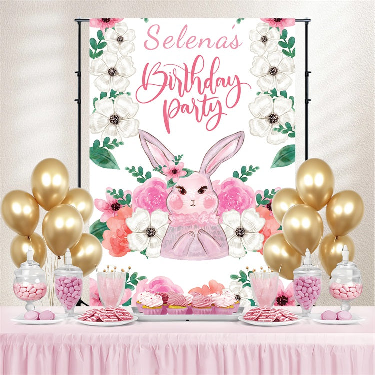 Easter Backdrop Happy Bunny Flower Personalized Backdrop BRP3-172