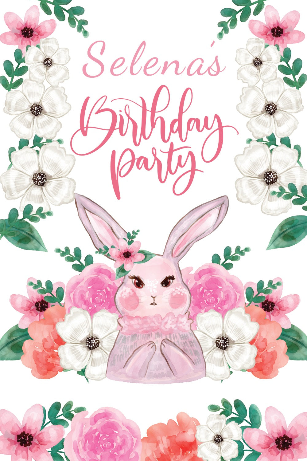 Easter Backdrop Happy Bunny Flower Personalized Backdrop BRP3-172