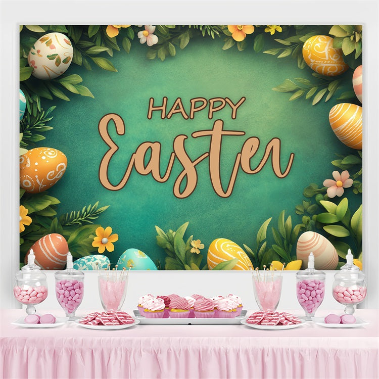 Easter Backdrop Ideas Greenery Floral Egg Personalised Backdrop BRP3-175