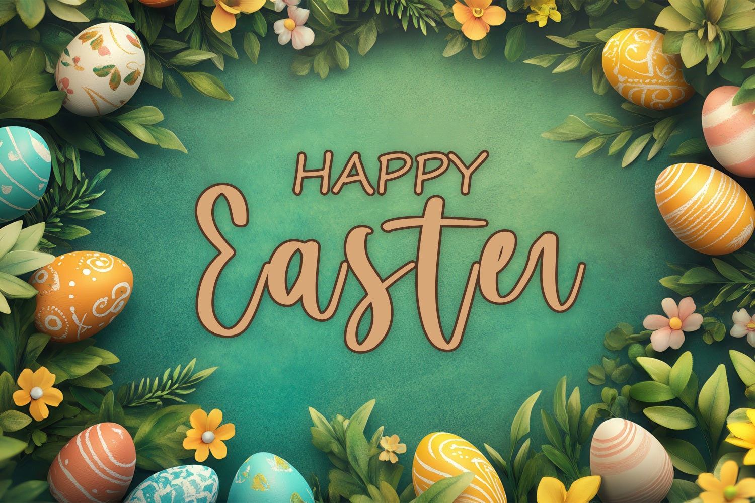 Easter Backdrop Ideas Greenery Floral Egg Personalised Backdrop BRP3-175