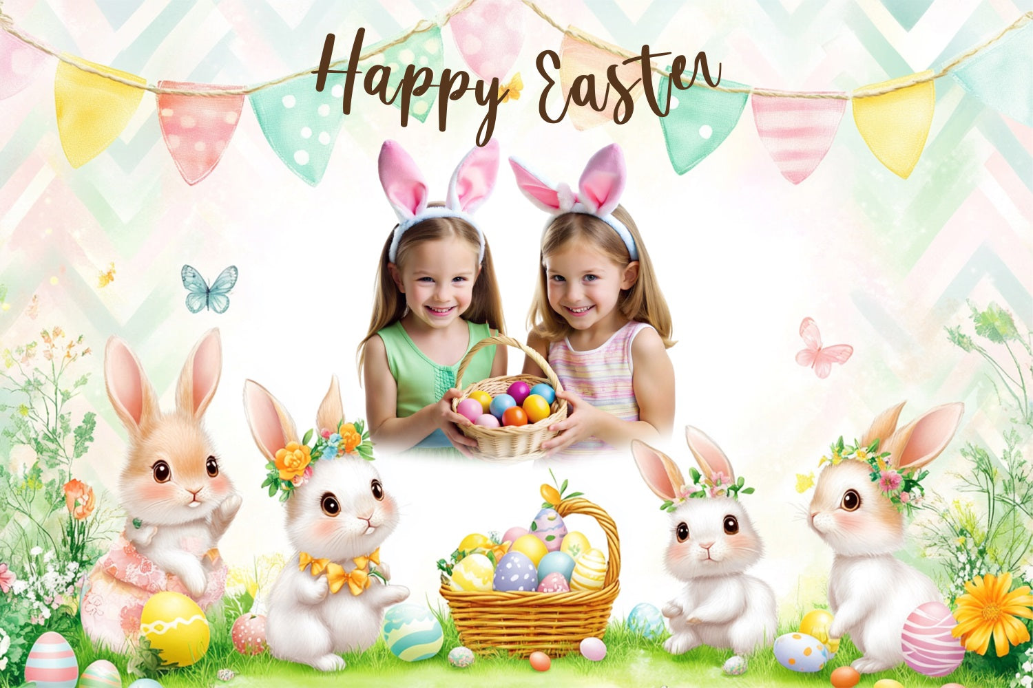 Easter Bunny Backdrop Bunny Party Celebration Custom Backdrop BRP3-177