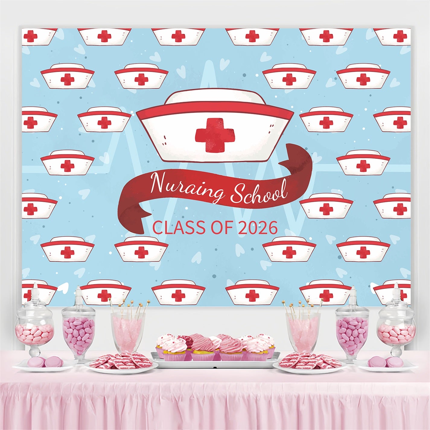 Customized Graduation Backdrop Nursing School Graduation Party Backdrop BRP3-18