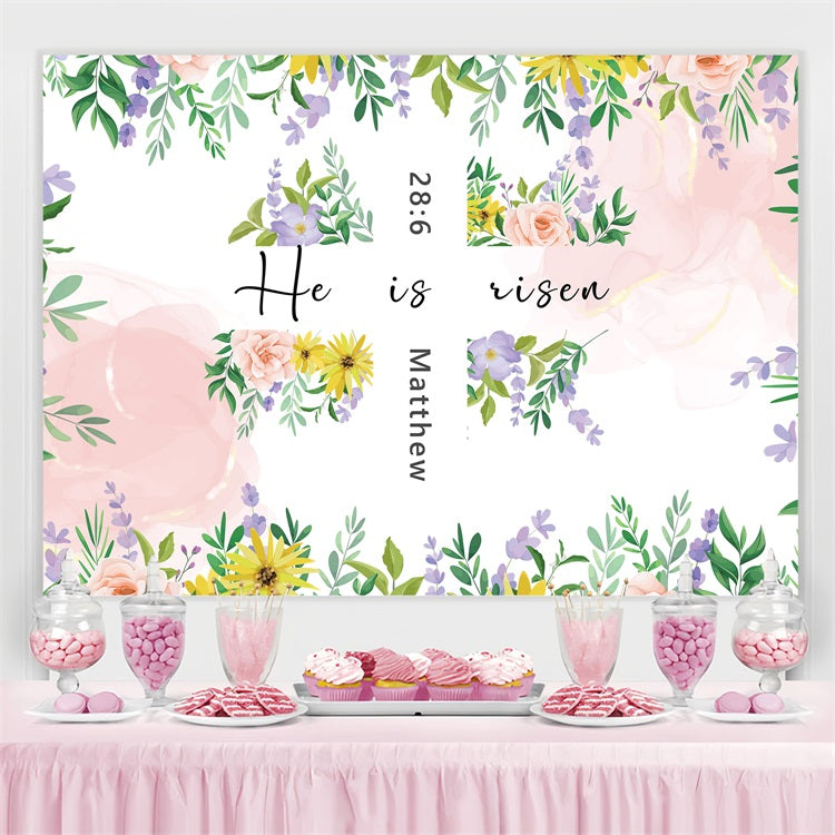 Easter Photo Backdrop Ideas Floral Scripture Personalized Backdrop BRP3-180