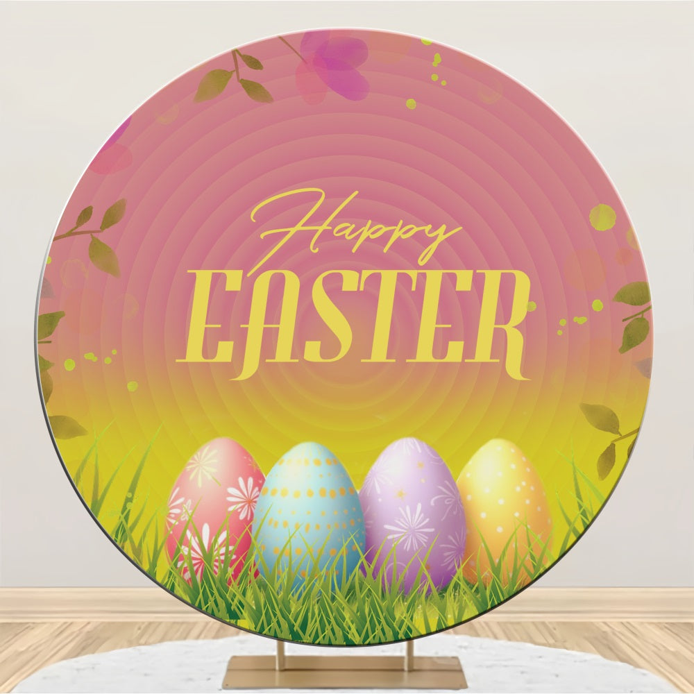 Easter Egg Backdrops Gradient Grass Round Personalized Backdrop BRP3-188
