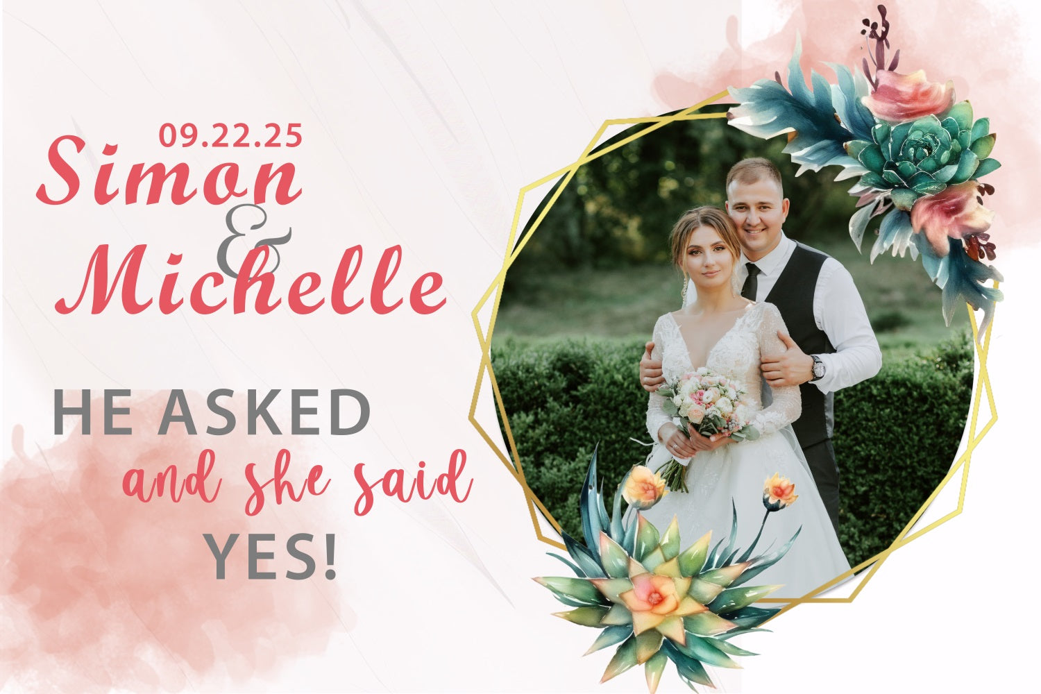 Photo Backdrop Wedding Succulent Love Personalized Backdrop BRP3-196