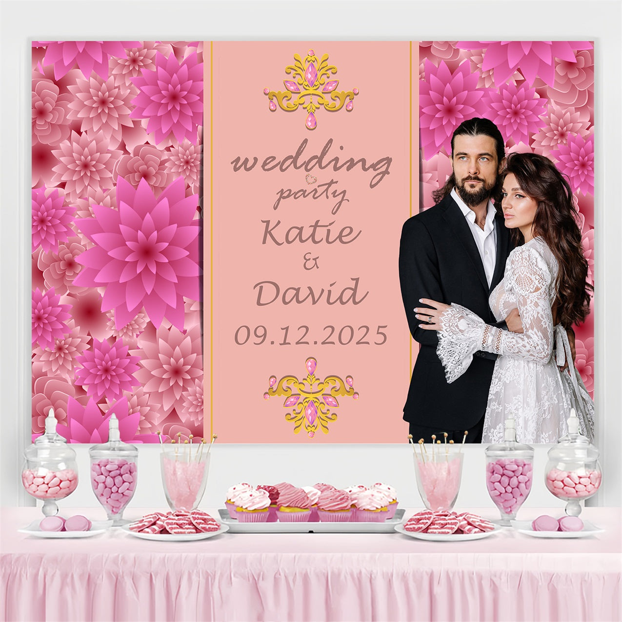 Wedding Backdrop Wall Flower Wall Party Personalized Backdrop BRP3-202