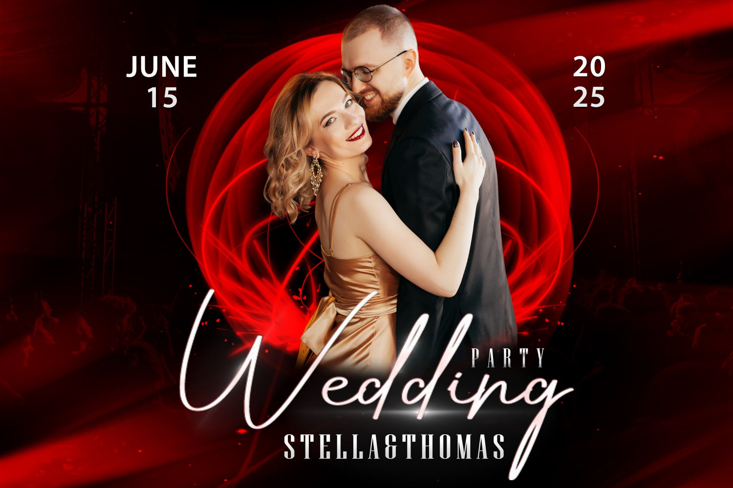 Wedding Backdrop Red Spotlight Party Personalised Backdrop BRP3-205