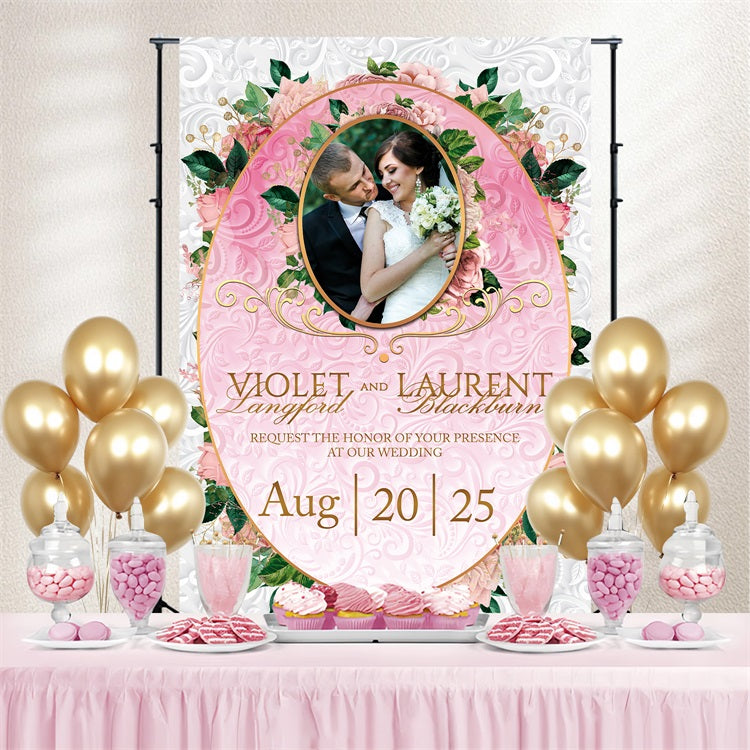 Wedding Backdrop Ideas Ornate Pink Frame Customized Backdrop BRP3-212