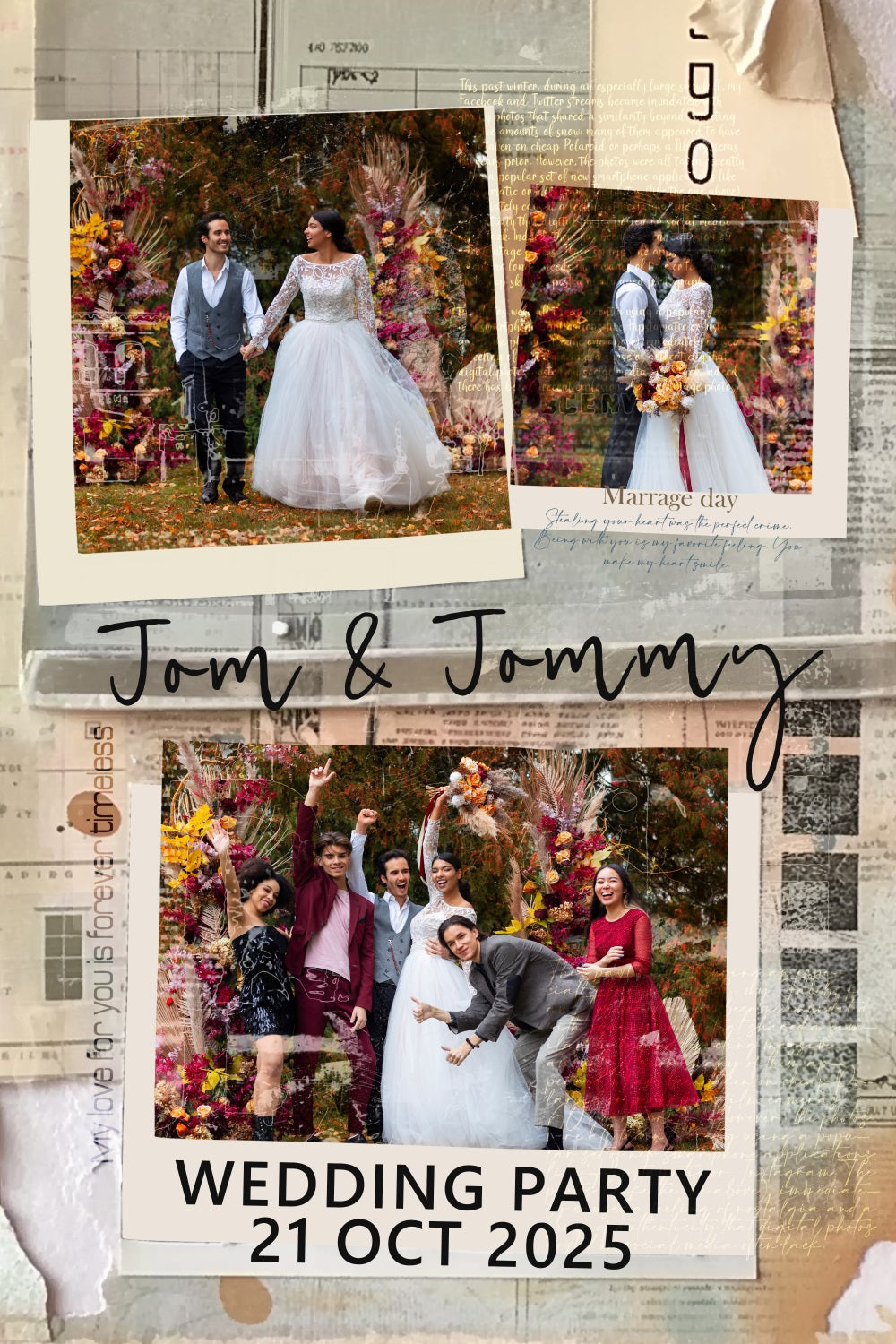 Wedding Photo Backdrop Ideas Vintage Newspaper Customized Backdrop BRP3-216