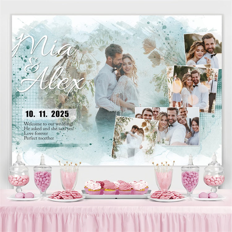 Boho Wedding Backdrop Dreamy Floral Personalised Backdrop BRP3-217