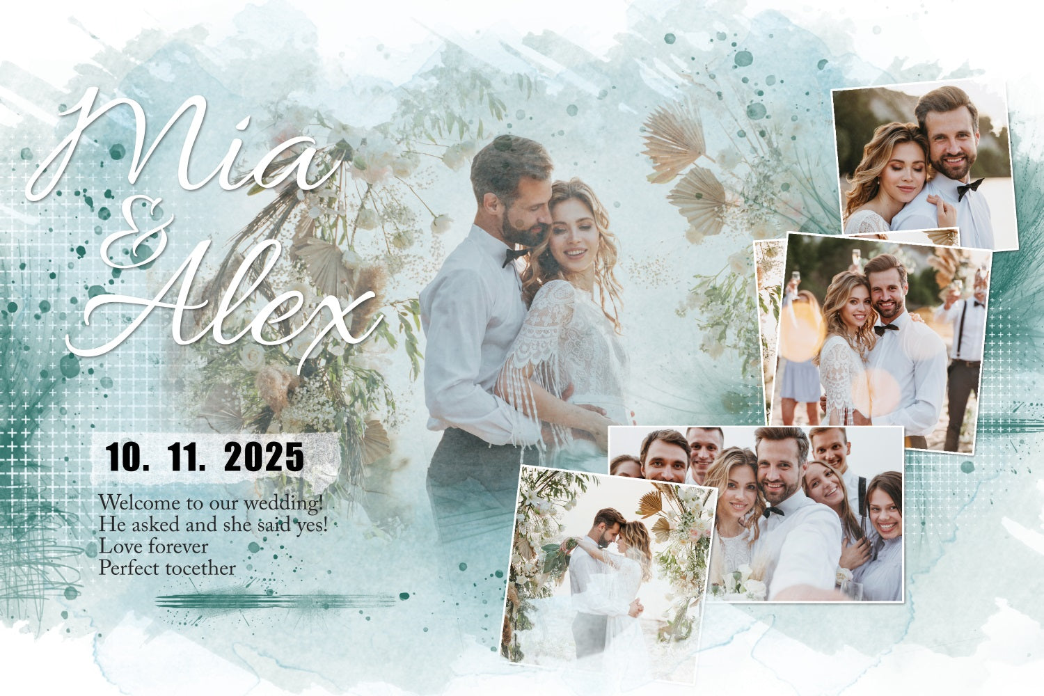 Boho Wedding Backdrop Dreamy Floral Personalised Backdrop BRP3-217