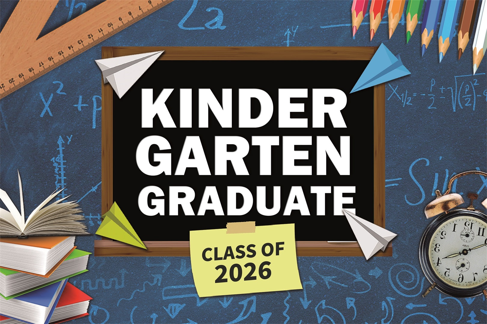 Preschool Graduation Backdrop Paper Plane Kindergarten Graduation Party Backdrop BRP3-21