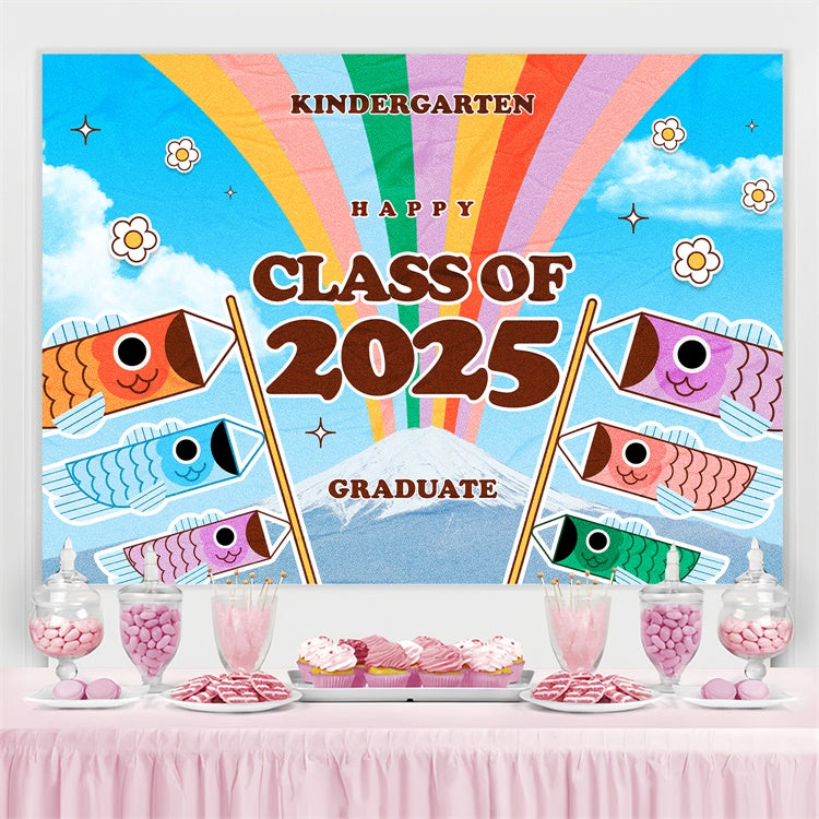 Preschool Graduation Backdrop Colorful Sky Kindergarten Graduation Party Backdrop BRP3-24