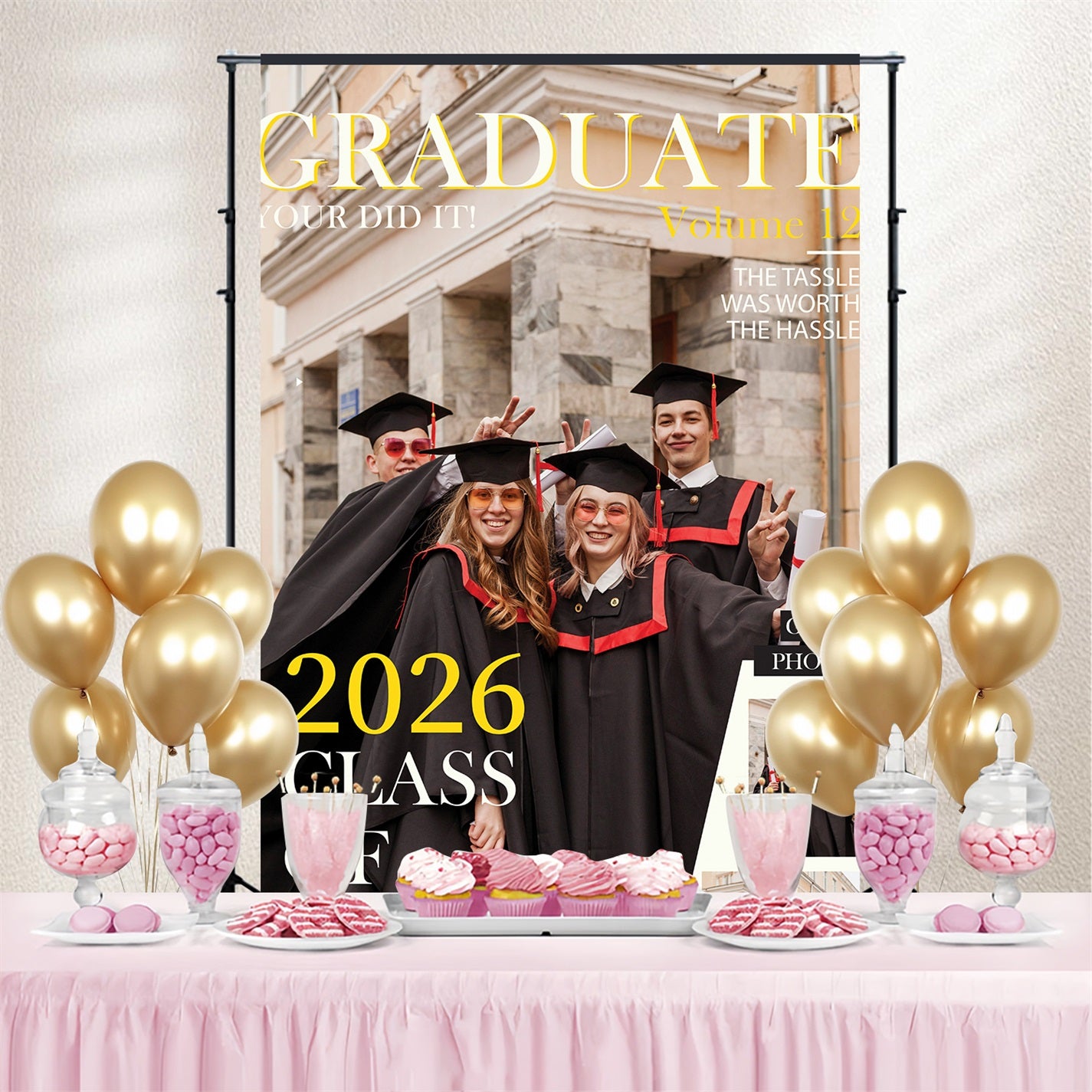 2026 Graduation Backdrop Cheers Volume 12 Personalized Party Graduation Backdrop BRP3-240
