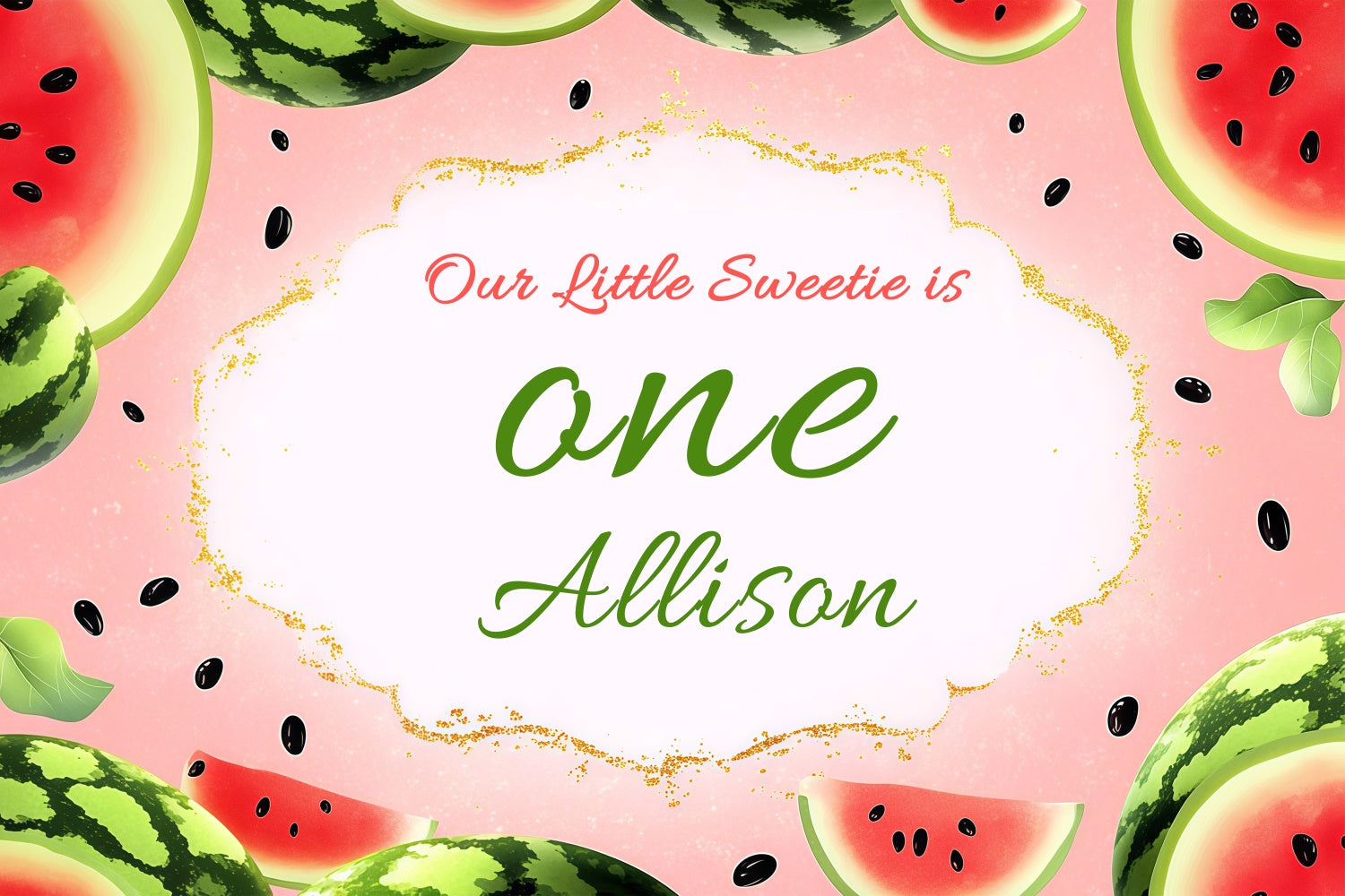 Personalised 1st Birthday Backdrop Sweet Watermelon Theme Backdrop BRP3-247