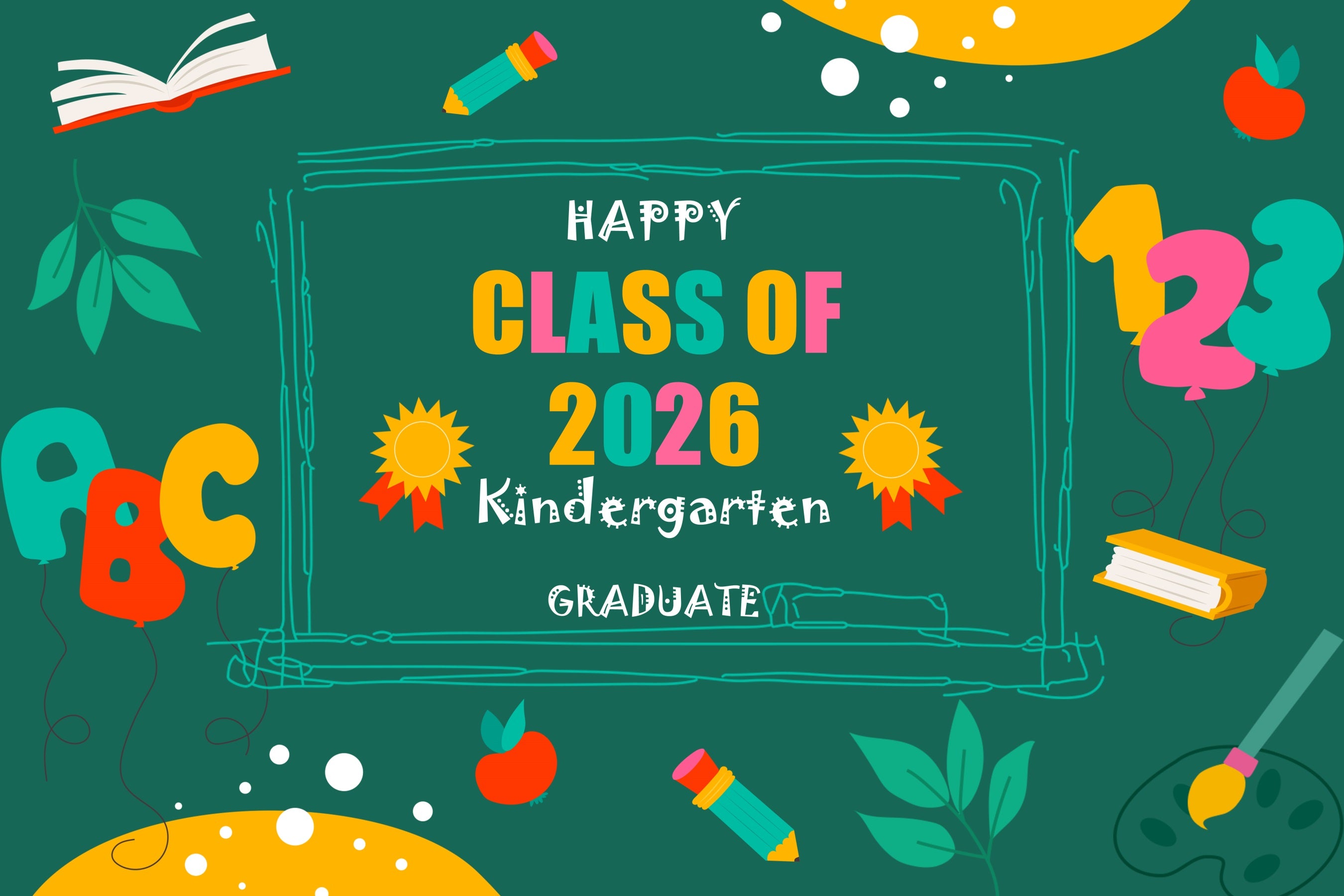 Graduation Backdrop Photoshoot Colorful Chalkboard Graduation Party Backdrop BRP3-25