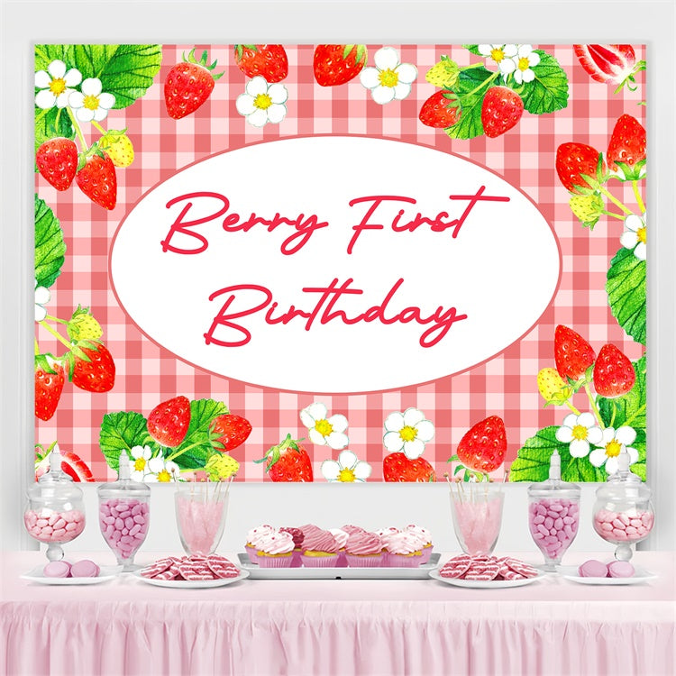 Personalised 1st Birthday Backdrop Sweet Strawberry Garden Backdrop BRP3-260