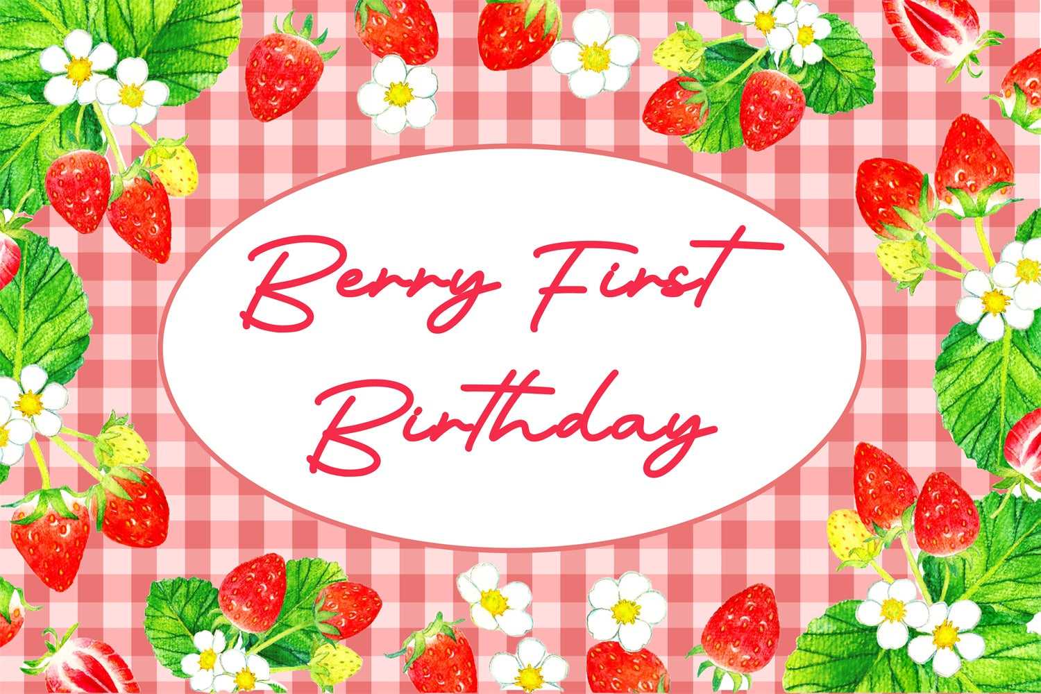 Personalised 1st Birthday Backdrop Sweet Strawberry Garden Backdrop BRP3-260