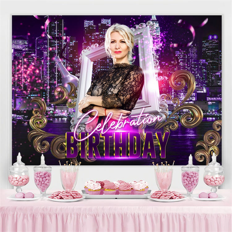 Personalized Backdrop For Birthday Glamorous City Night Backdrop BRP3-263