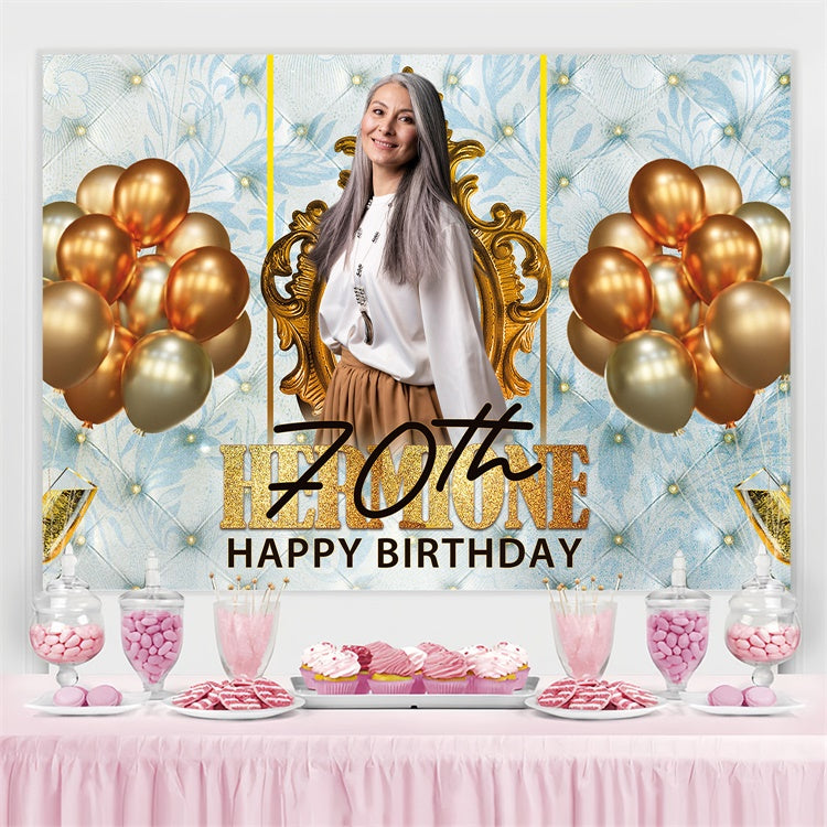 Personalized 70th Birthday Backdrop Soft Blue Vintage Backdrop BRP3-264