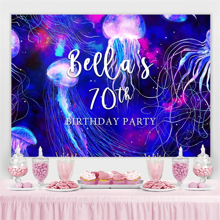 Custom Birthday Backdrops Mystical Jellyfish Fantasy 70th Backdrop BRP3-265