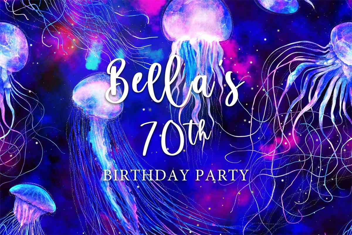 Custom Birthday Backdrops Mystical Jellyfish Fantasy 70th Backdrop BRP3-265