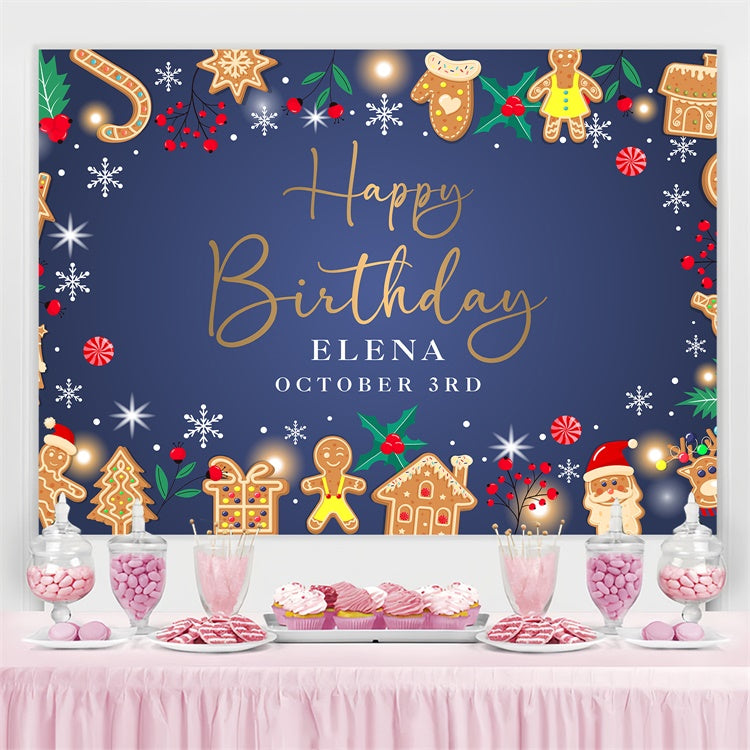 Personalized Birthday Backdrops Christmas Cookie Style Backdrop BRP3-267