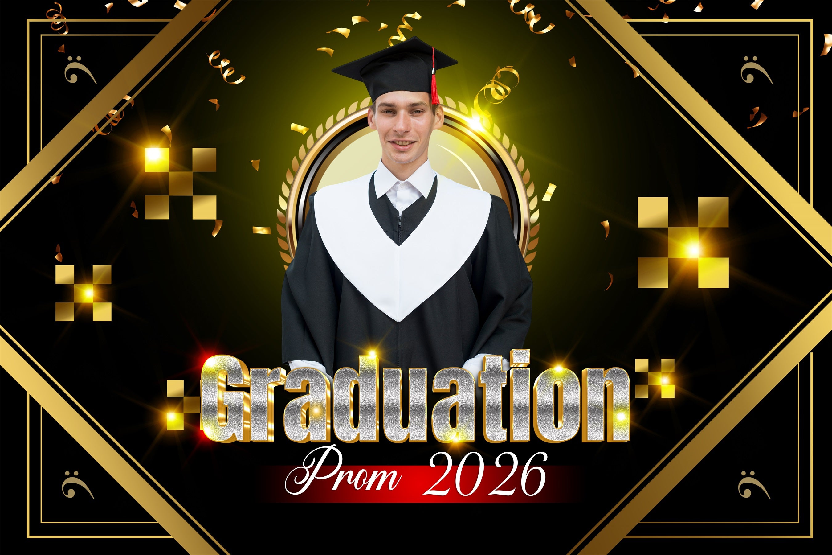 Customized Graduation Backdrop Dazzling Gold Graduation Party Backdrop BRP3-30