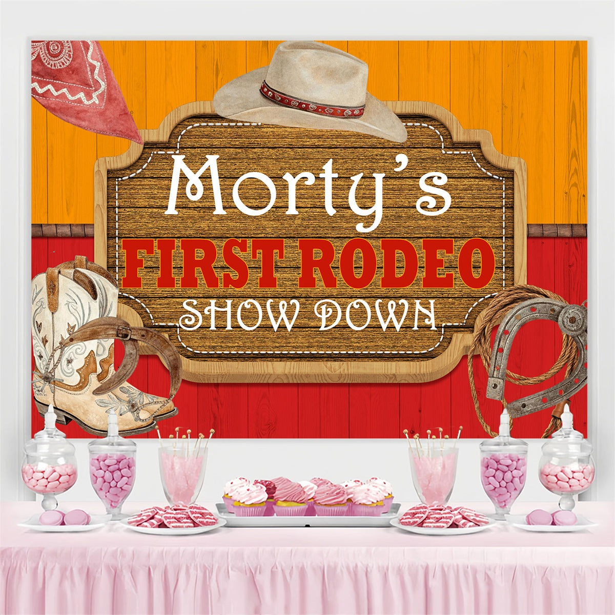 Custom Birthday Party Backdrop Western Cowboy Rodeo Backdrop BRP3-31