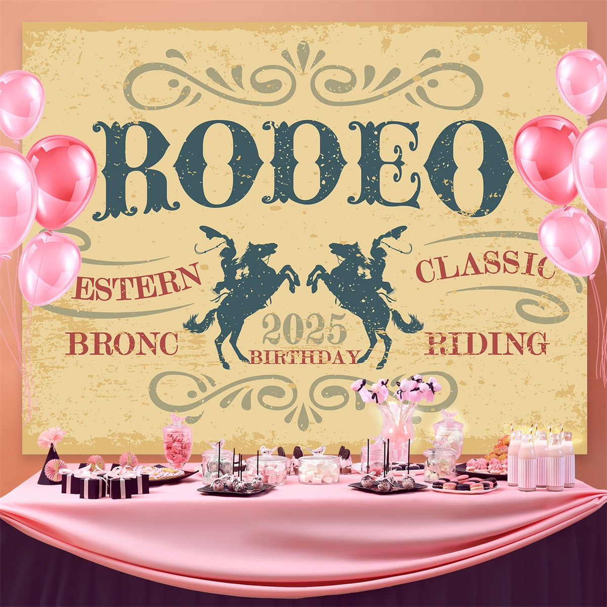 Custom Birthday Party Backdrop Vintage Rodeo Cowboy Backdrop BRP3-34